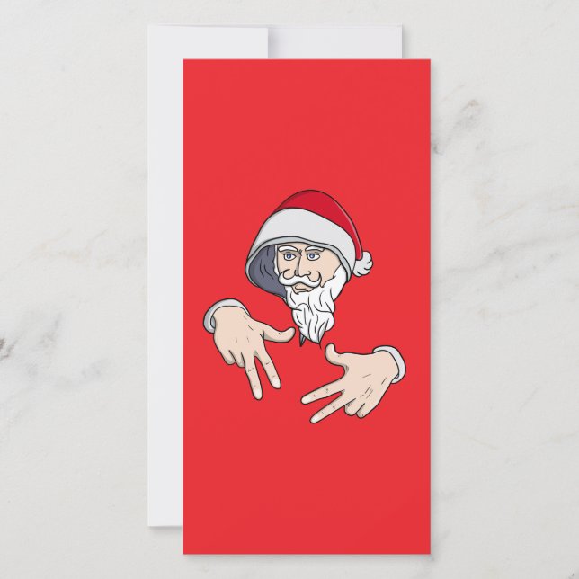 Tarjeta Festiva Fresco Gangsta Hip Hop Mano Rap Santa Claus (Anverso)