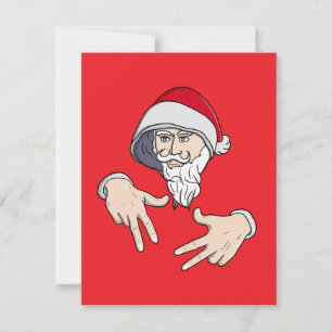 Tarjeta Festiva Fresco Gangsta Hip Hop Mano Rap Santa Claus