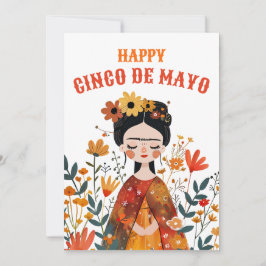 Tarjeta Festiva Frida Kahlo feliz Cinco de Mayo