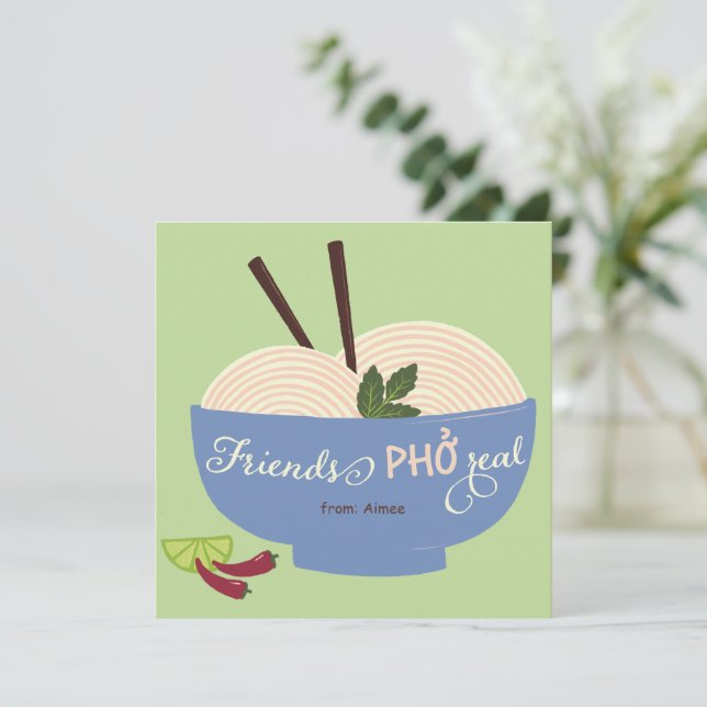 Tarjeta Festiva Friends Pho Real Noodle Valentine (Anverso de pie)