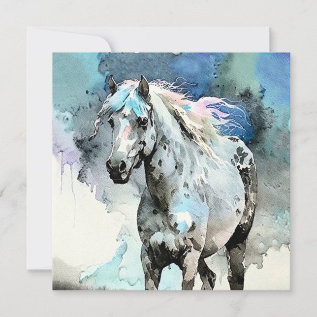 Tarjeta Festiva Frisky Appaloosa Mare Watercolour (Anverso)