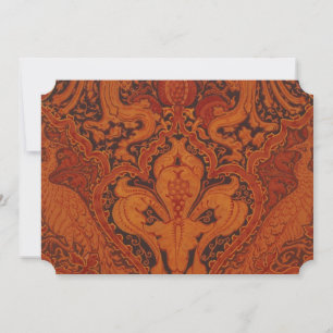 Tarjeta Festiva Friso de pavo real rojo V&A