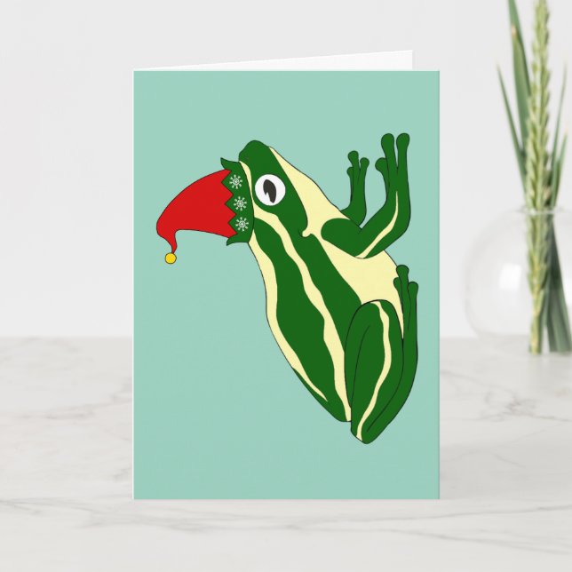 Tarjeta Festiva Frog Christmas Card (Anverso)