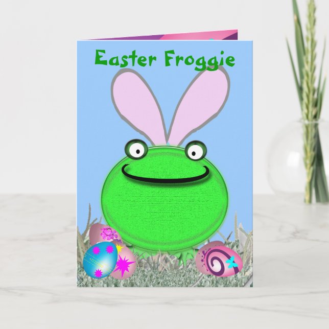 Tarjeta Festiva Froggie de Pascua (Anverso)