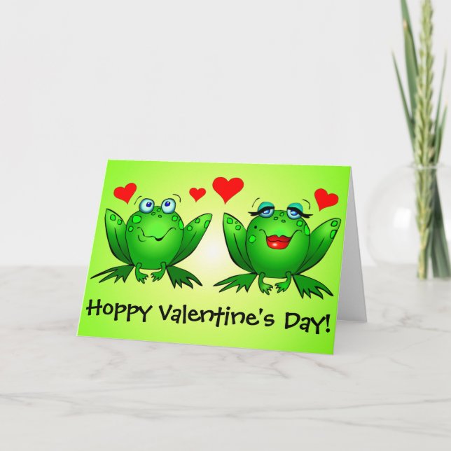 Tarjeta Festiva Frogs Cute Funny Hoppy Día de San Valentín (Anverso)