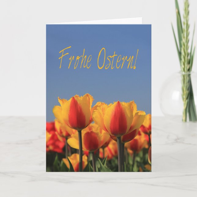 Tarjeta Festiva Frohe Ostern German Feliz Pascua (Anverso)
