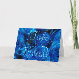 Tarjeta Festiva Frohe Ostern German Happy Easter Card Rosas azules