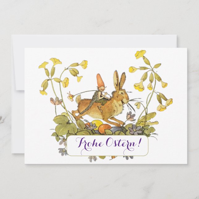 Tarjeta Festiva Frohe Ostern Karte Mit Hase Deutscher Textos (Anverso)