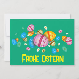 Tarjeta Festiva Frohe Ostern mit bunten Eiern