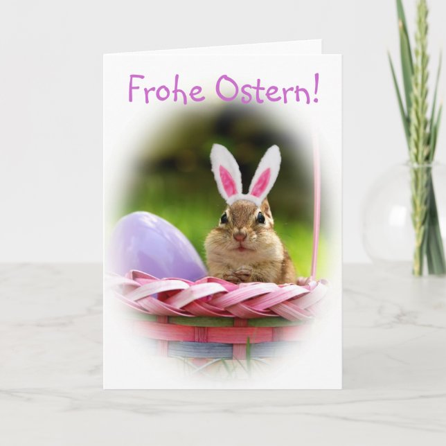 Tarjeta Festiva Frohe Ostern poco Chipmunk (Anverso)