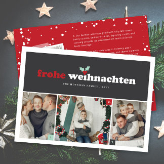 Tarjeta Festiva 'Frohe Weihnachten', foto alemana del Feliz Navida
