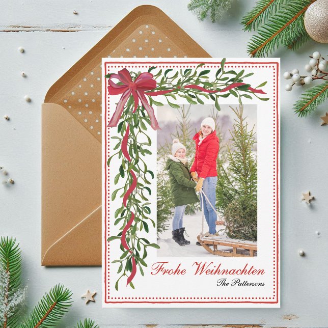 Tarjeta Festiva Frohe Weihnachten Mistletoe, foto de la familia de (Subido por el creador)