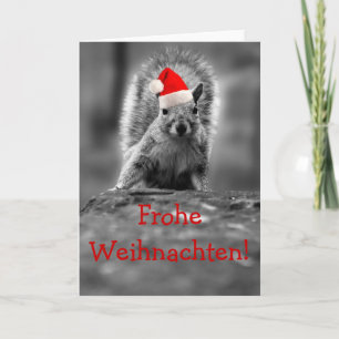 Tarjeta Festiva Frohe Weihnachten Santa Squirrel