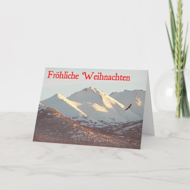 Tarjeta Festiva Frohliche Weihnachten - Águila de invierno (Anverso)