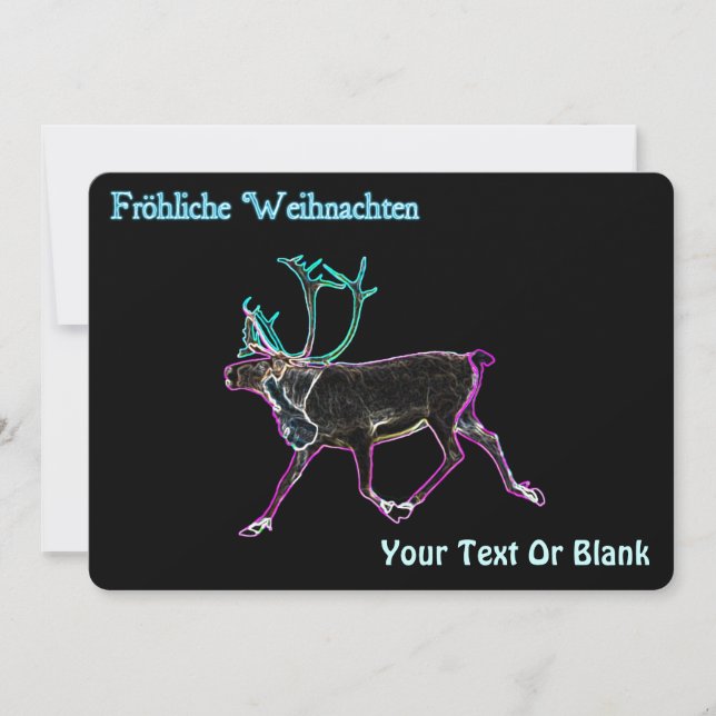 Tarjeta Festiva Frohliche Weihnachten - Caribou eléctrico (Anverso)