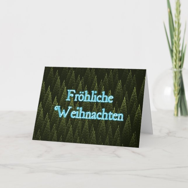 Tarjeta Festiva Fröhliche Weihnachten - Coníferas (Anverso)