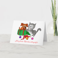 Fröhliche Weihnachten, Hund Katze auf Deutsch