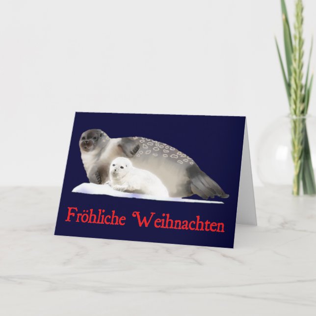 Tarjeta Festiva Frohliche Weihnachten - Sello anillado (Anverso)