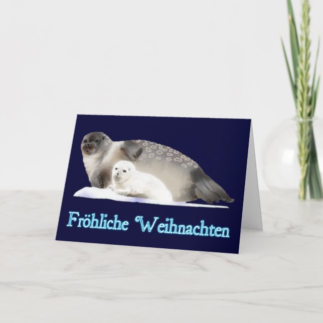 Tarjeta Festiva Frohliche Weihnachten - Sello anillado (Anverso)