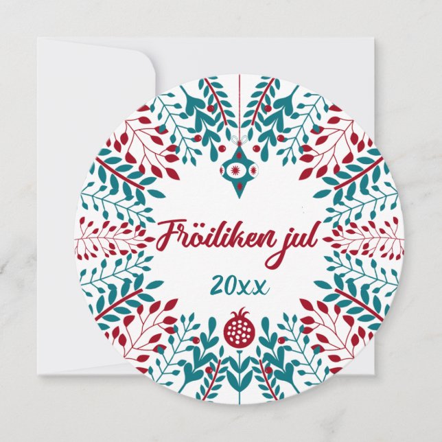 Tarjeta Festiva Fröiliken jul, North Frisian Merry Christmas (Anverso)