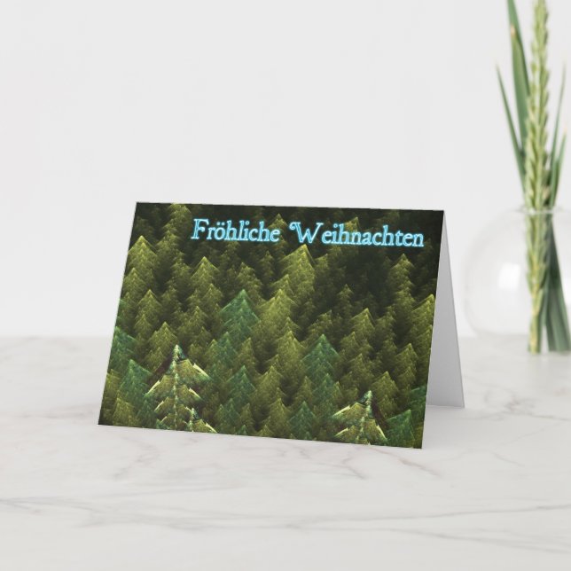 Tarjeta Festiva Froliche Weihnachten - bosque oscuro (Anverso)