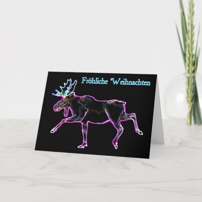 Tarjeta Festiva Froliche Weihnachten - Moose eléctrico (Anverso)