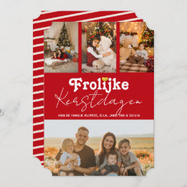 Tarjeta Festiva Frolijke Kerstdagen Rood 4 Fotos Kerskaart