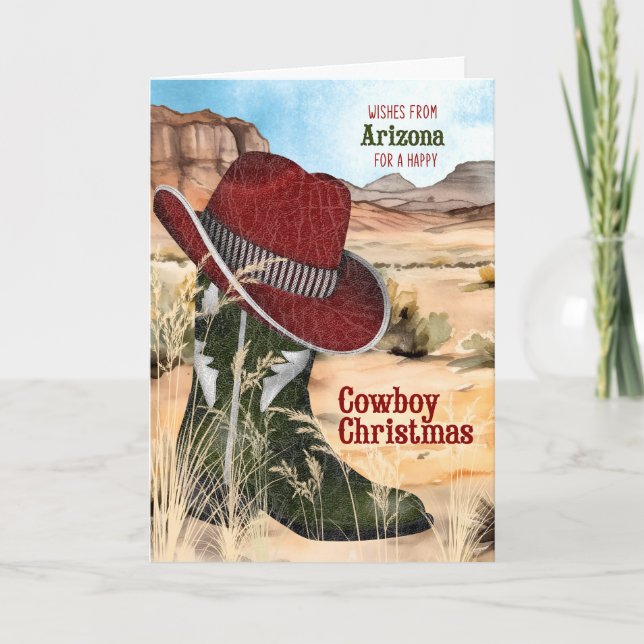Tarjeta Festiva from Arizona Cowboy Christmas Western Boot (Anverso)