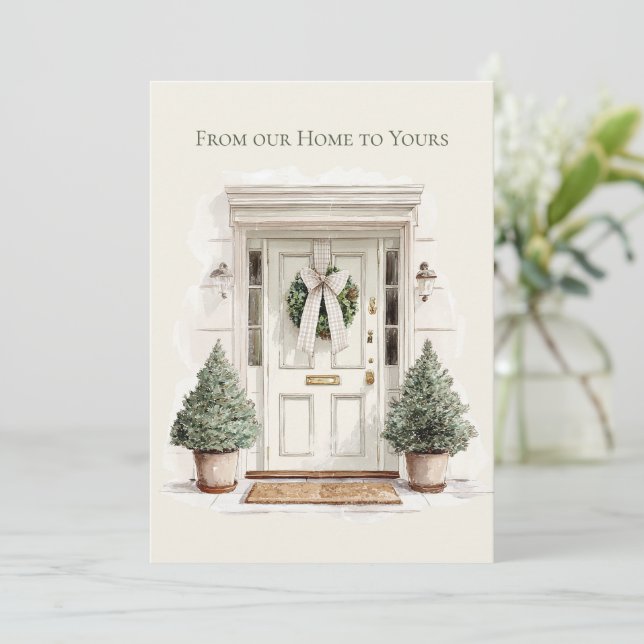 Tarjeta Festiva From Our Home to Yours Holiday Christmas (Anverso de pie)