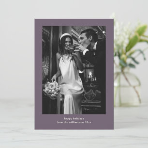Tarjeta Festiva Frontera de ciruela Minimalista Elegante Foto Boda