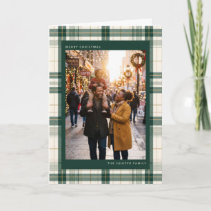 Tarjeta Festiva Frontera de Cuadro Escocés Merry Christmas Foto Fa