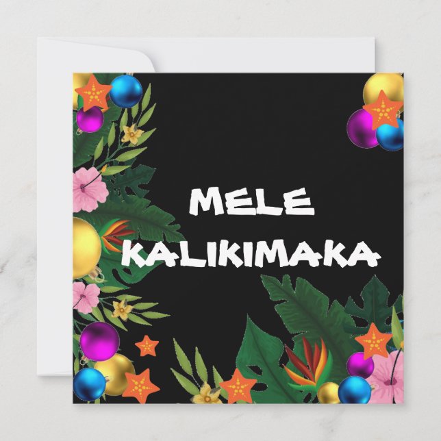 Tarjeta Festiva Frontera de Navidades de Hawái - Mele Kalikimaka (Anverso)