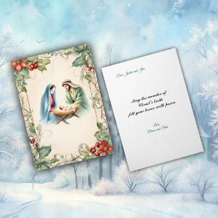 Tarjeta Festiva Frontera Decorativa de la Sagrada Familia