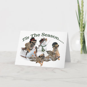 Tarjeta Festiva Frontera Terrier Tis la estación