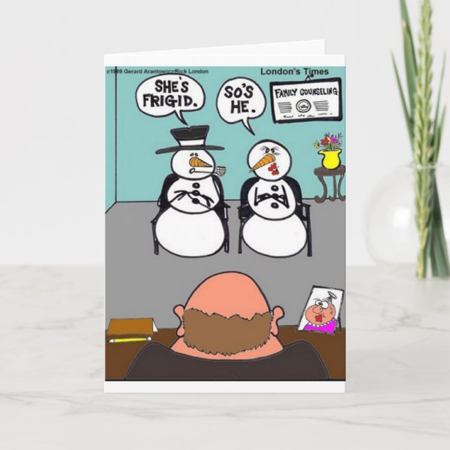 Tarjeta Festiva Frost The Snowman & Wife Frigid Funny Tees Mugs (Anverso)