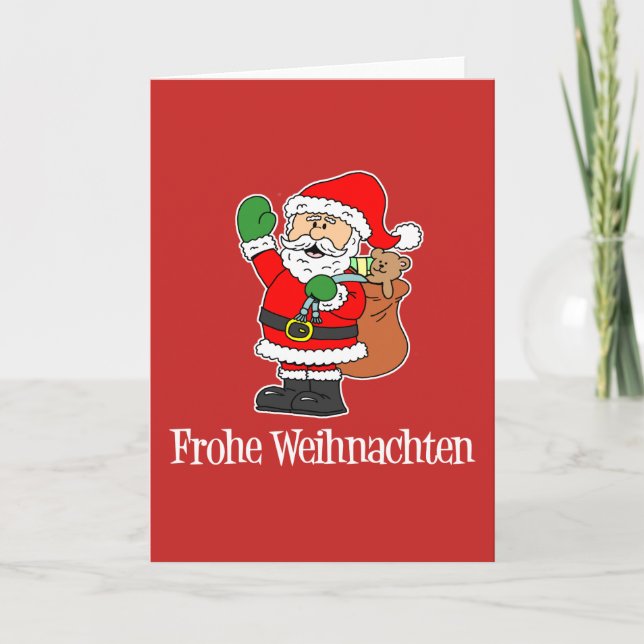 Tarjeta Festiva Frost Weihnachten German Merry Christmas Santa (Anverso)