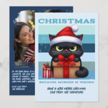 Frostbite Cool Funny Cat Retro Christmas Photo