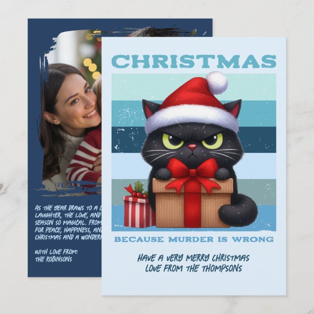 Tarjeta Festiva Frostbite Cool Funny Cat Retro Christmas Photo (Anverso / Reverso)