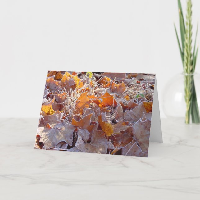 Tarjeta Festiva Frosted Leaves holiday greeting card (Anverso)