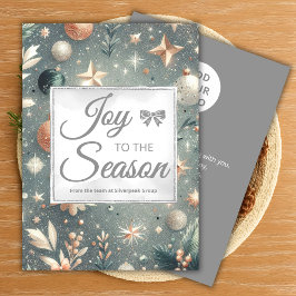 Tarjeta Festiva Frosted Silver Script Holiday Card