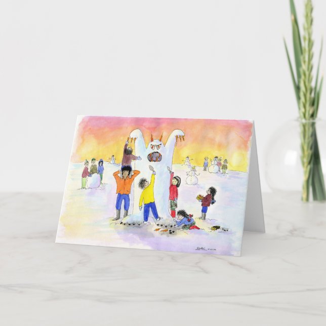 Tarjeta Festiva Frosty el abominable hombre de nieve (Anverso)