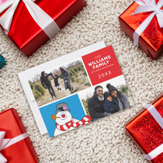 Tarjeta Festiva Frosty El Collage de fotos Familiar De La Festivid