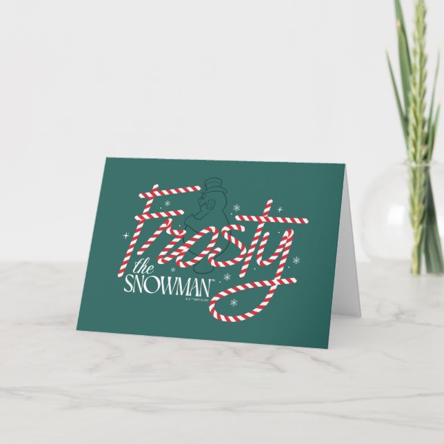 Tarjeta Festiva Frosty el logo de Snowman Candy Cane (Anverso)
