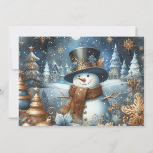 Tarjeta Festiva Frosty el muñeco de nieve azul caprichoso de Navid