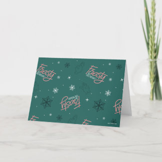 Tarjeta Festiva Frosty el Patrón de Copo de Nieve Verde