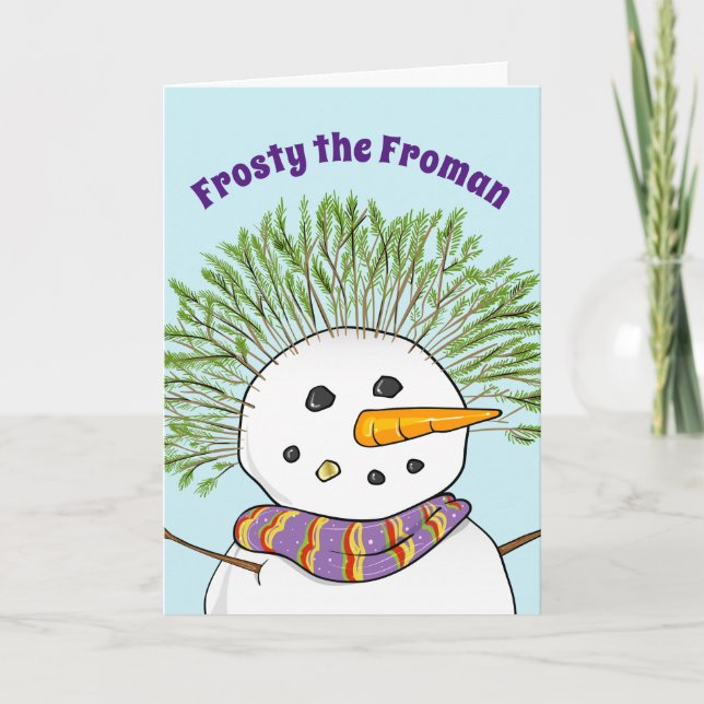 Tarjeta Festiva Frosty los Navidades graciosos de Froman (Anverso)