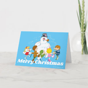 Tarjeta Festiva Frosty the Snowman™ Jugar con escarcha y niños
