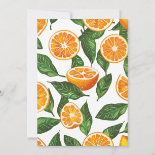 Tarjeta Festiva Fruta Botánica Naranja Cítrico Sin Costuras