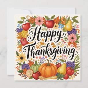 Tarjeta Festiva Fruta feliz de Acción de Gracias, cosecha de otoño