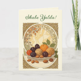 Tarjeta Festiva Frutas y Nueces Yalda Noche Persa del Solsticio de